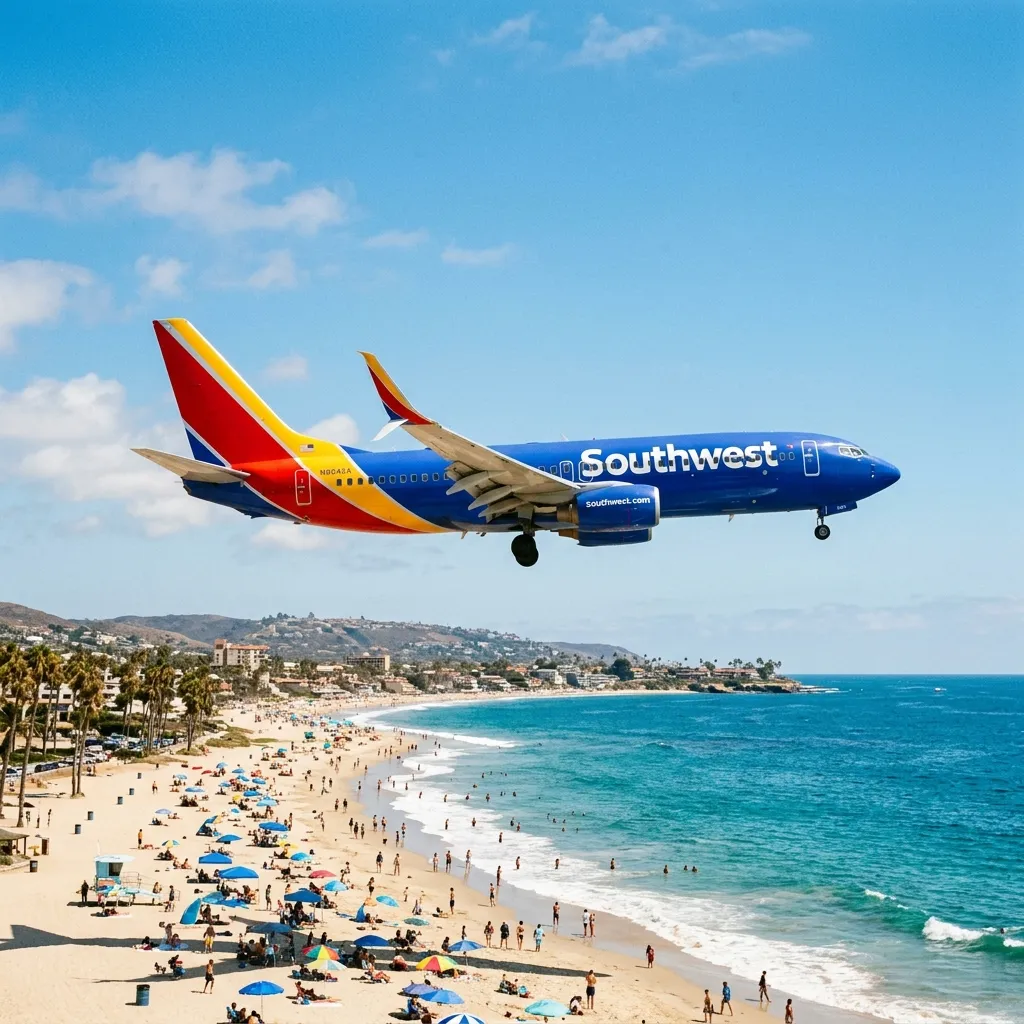Avión de Southwest Airlines aterrizando