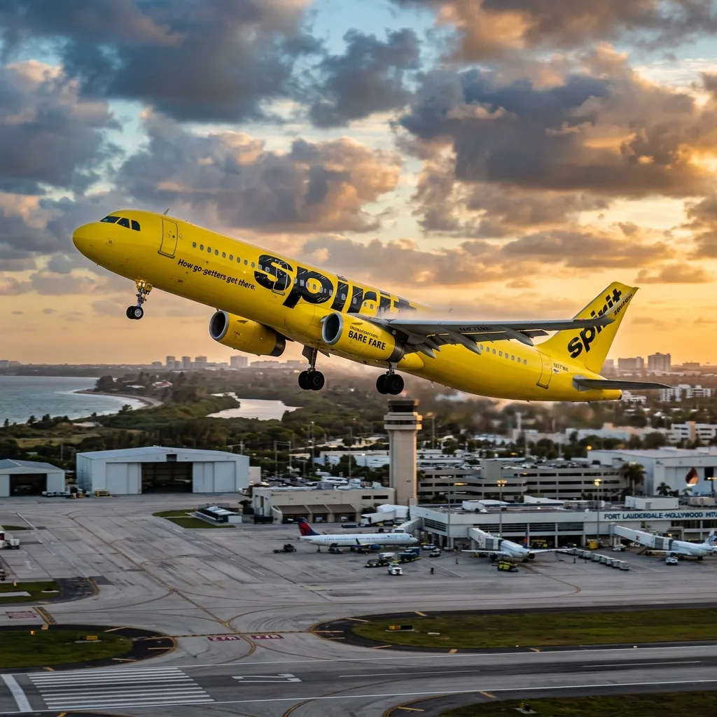 Avión de Spirit Airlines despegando